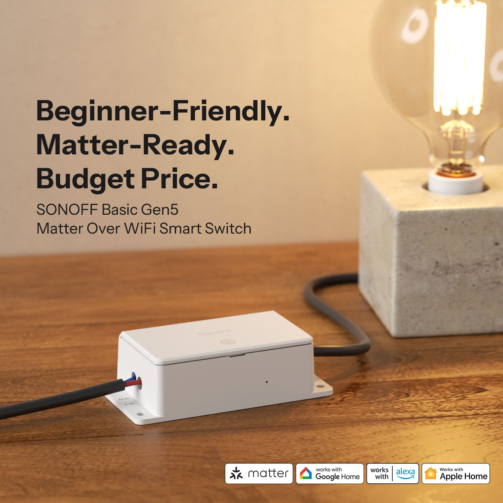 SONOFF Basic Gen5 Matter Over WiFi Smart Light Switch eWeLink APP Remote Control