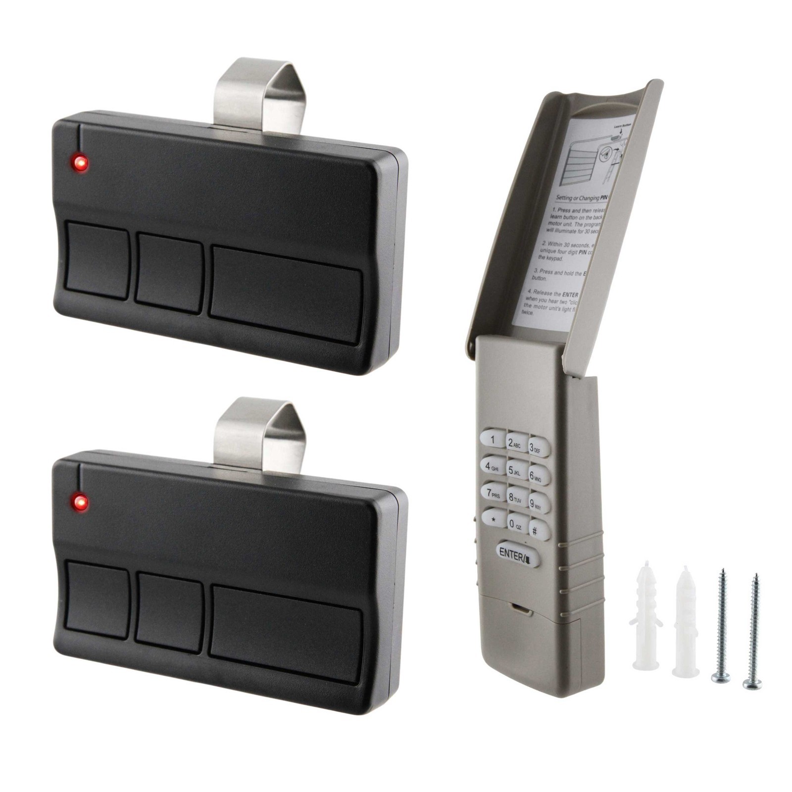 For Liftmaster Sears Garage Gate Door Keypad 377LM Opener + 2 Visor Remote 373LM