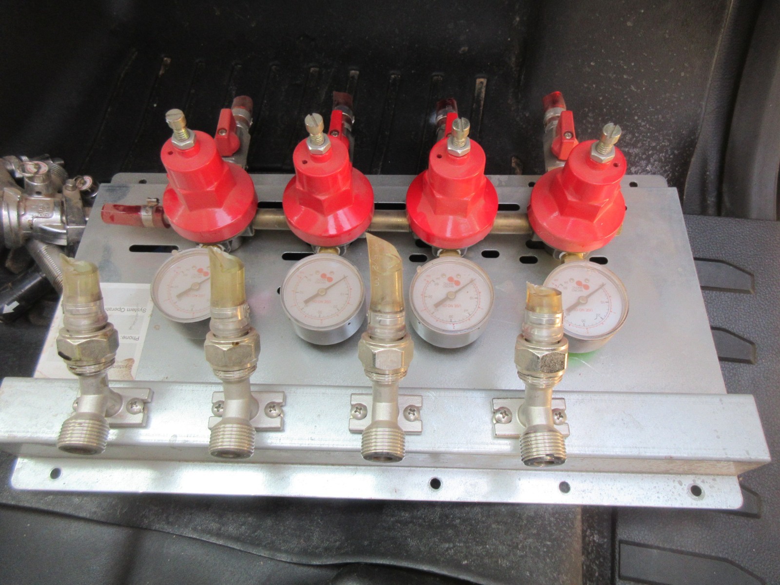 11 - Used Micro Matic 4 Regulator, 4 Gauges, & 4 hose connection Assy for Beer!
