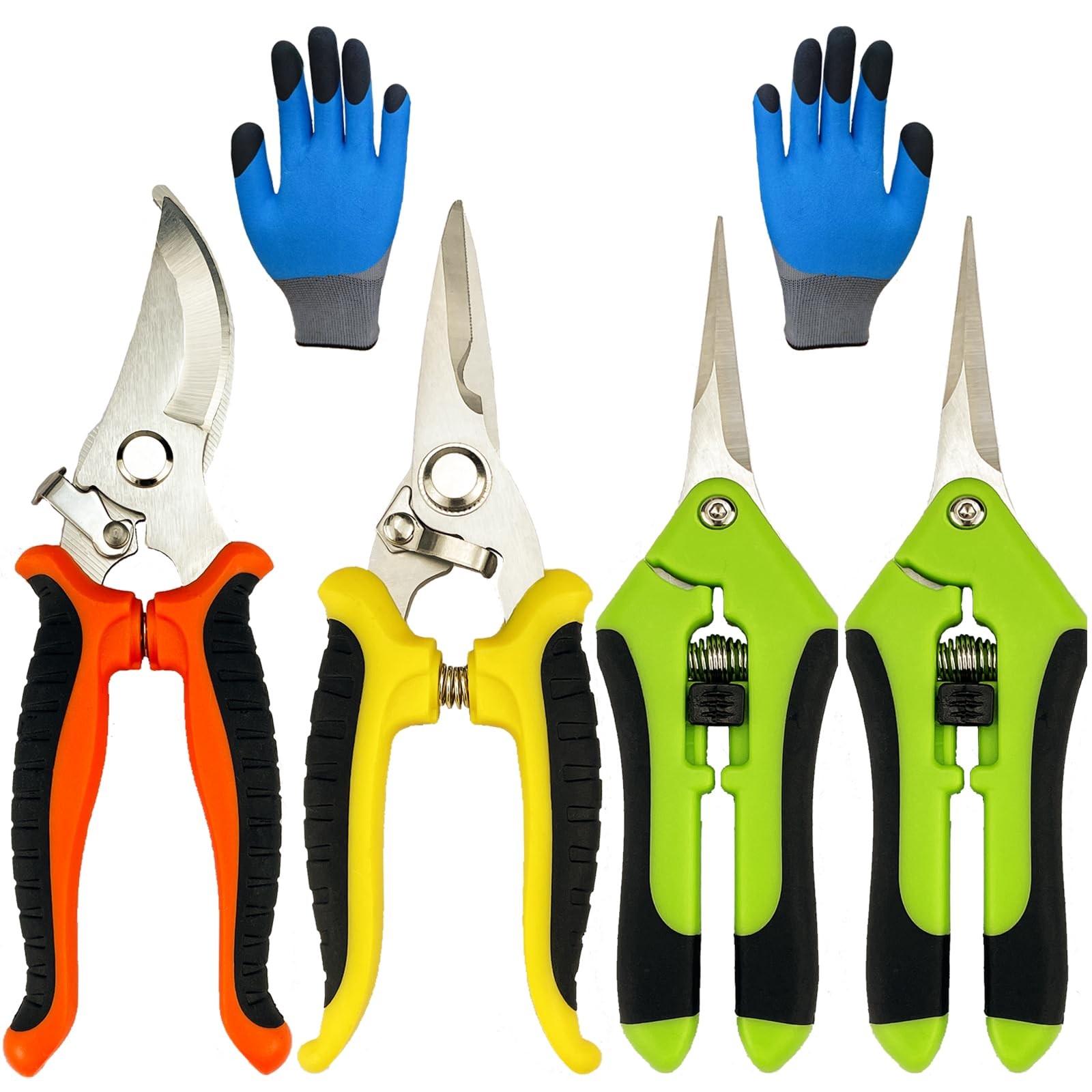 Pruning Shears, 5 Pack Garden Shears with Medium, Orange, Yellow, Green