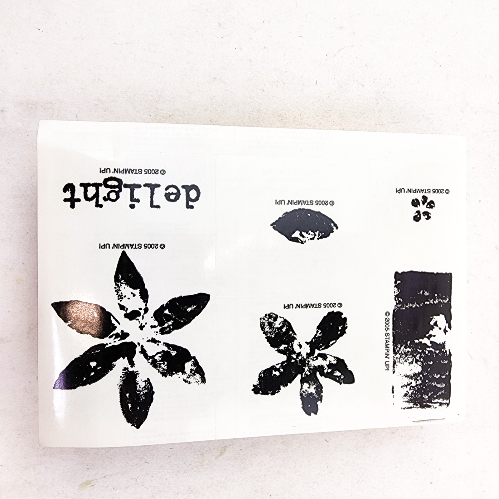 Stampin Up Wood Rubber Stamps Paint Prints 2005 Set of 8 Uncut
