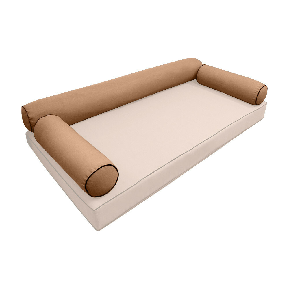 *COVER ONLY* Style6 Twin Size 73"x8" Contrast Piped Trim Bolster Slipcover AD104