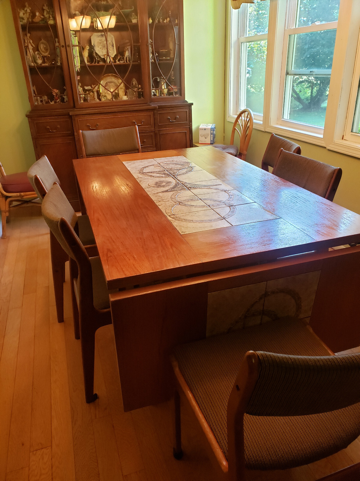 Scandinavian woodworks co MOD table w/tile & set of 6 chairs 1960's