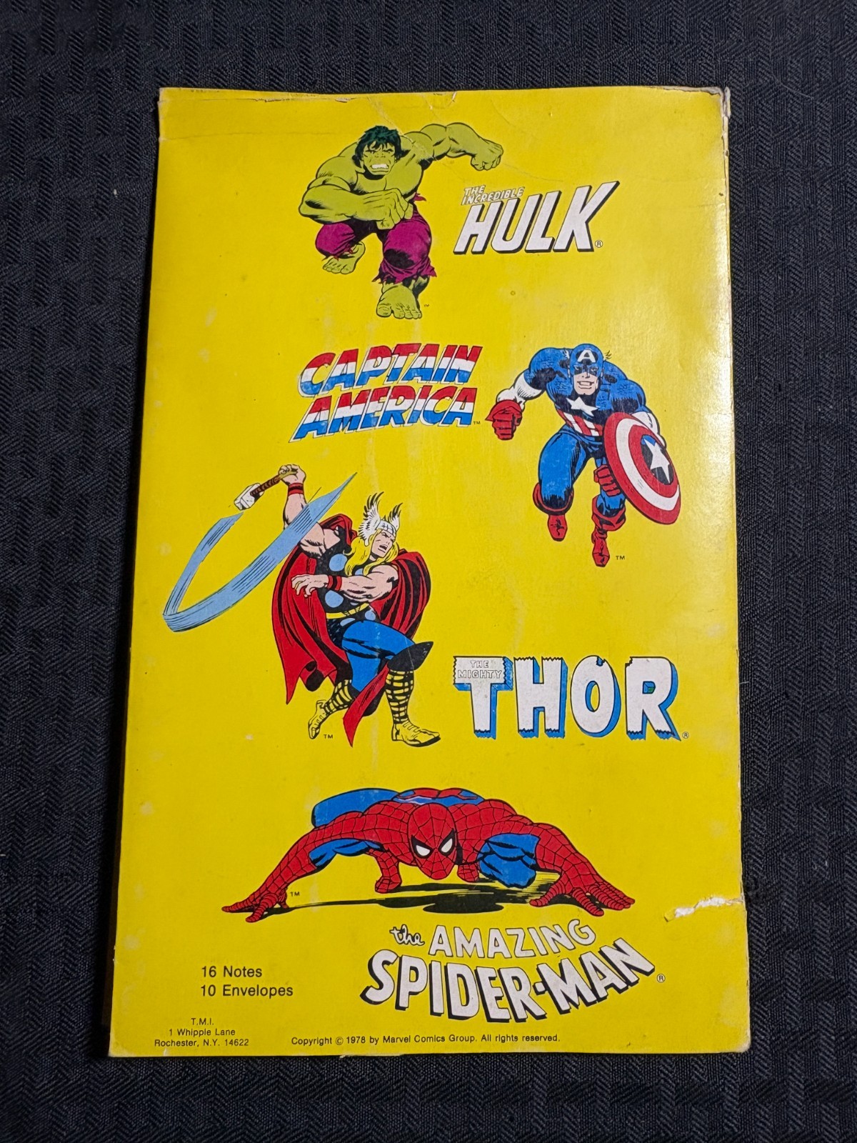 1978 SUPERHERO NOTES (5) Hulk & (6) Captain America Envelopes NO NOTES VG/VG+