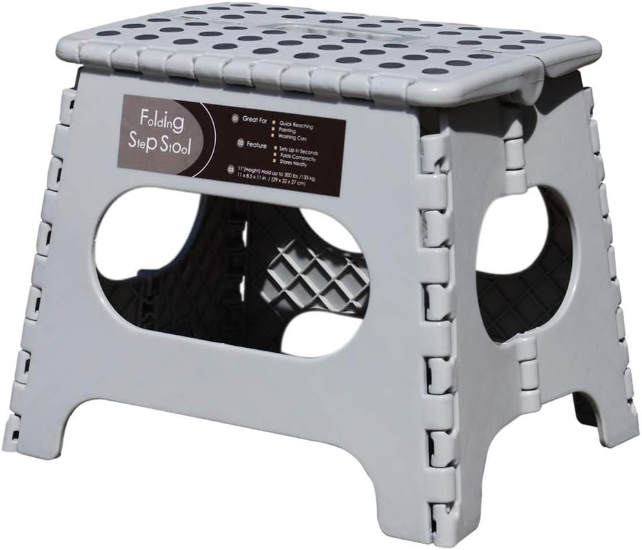 Non-Slip Folding Step Stool, Sturdy Safe Enough - Holds up to 300 Lb - 11 Inch F