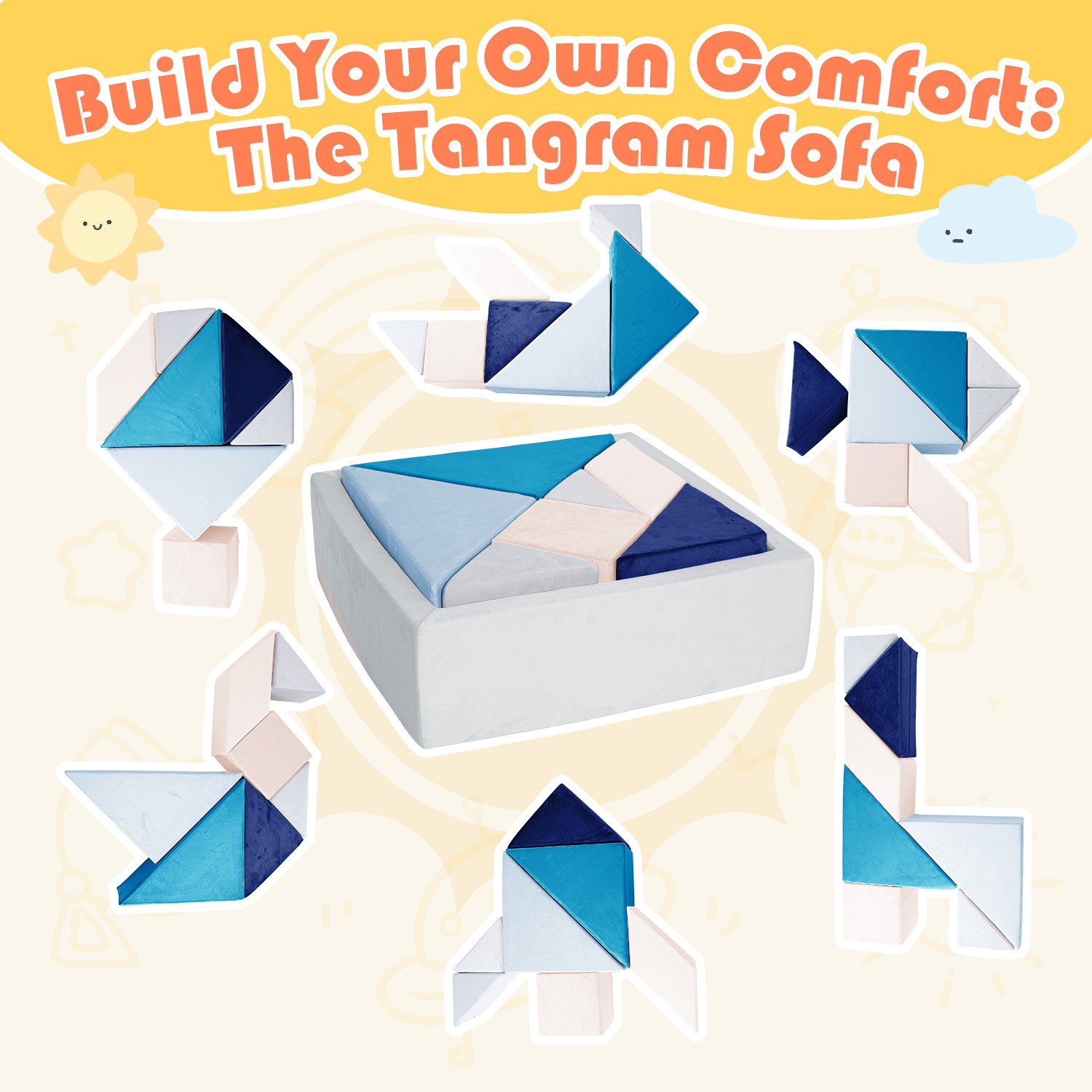 Educational Toys Tangram Puzzles Couch Modular Kids Play Sofa Puzzle Solving Toy