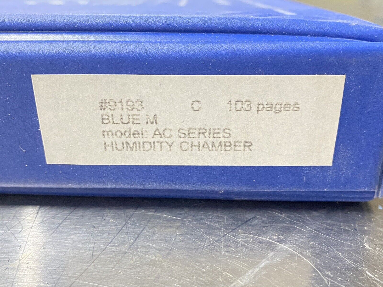 Blue M AC Series Humidity Chamber - Users Guide / Instruction Book