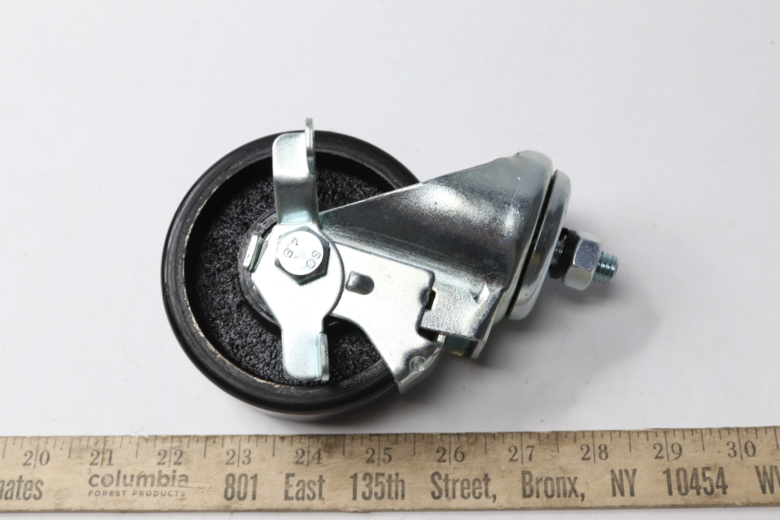 (2-Pk) Swivel Caster Wheel Rubber 1-1/4 x 4" Post w/ Brake 1/2"-13 x 1" Post