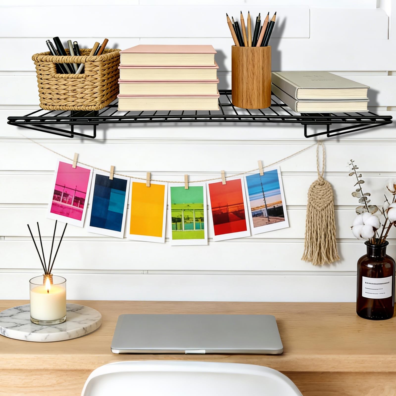 Heavy Duty 24" Slat Wall Wire Shelves - 4 Pack Garage Storage Solution