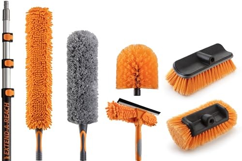 20 Foot High Ceiling Duster Kit and Scrub Brush with 4-12 ft Extension 12 feet