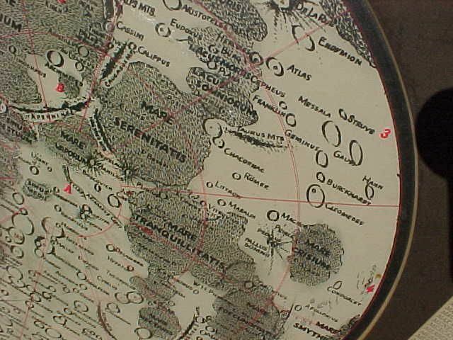 ORIGINAL VINTAGE LUNAR MAP MOUNTED ON BOARD
