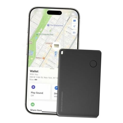 Wallet Tracker Card, Rechargable, Works with Apple Find My, iPhone (iOS 1 Pack