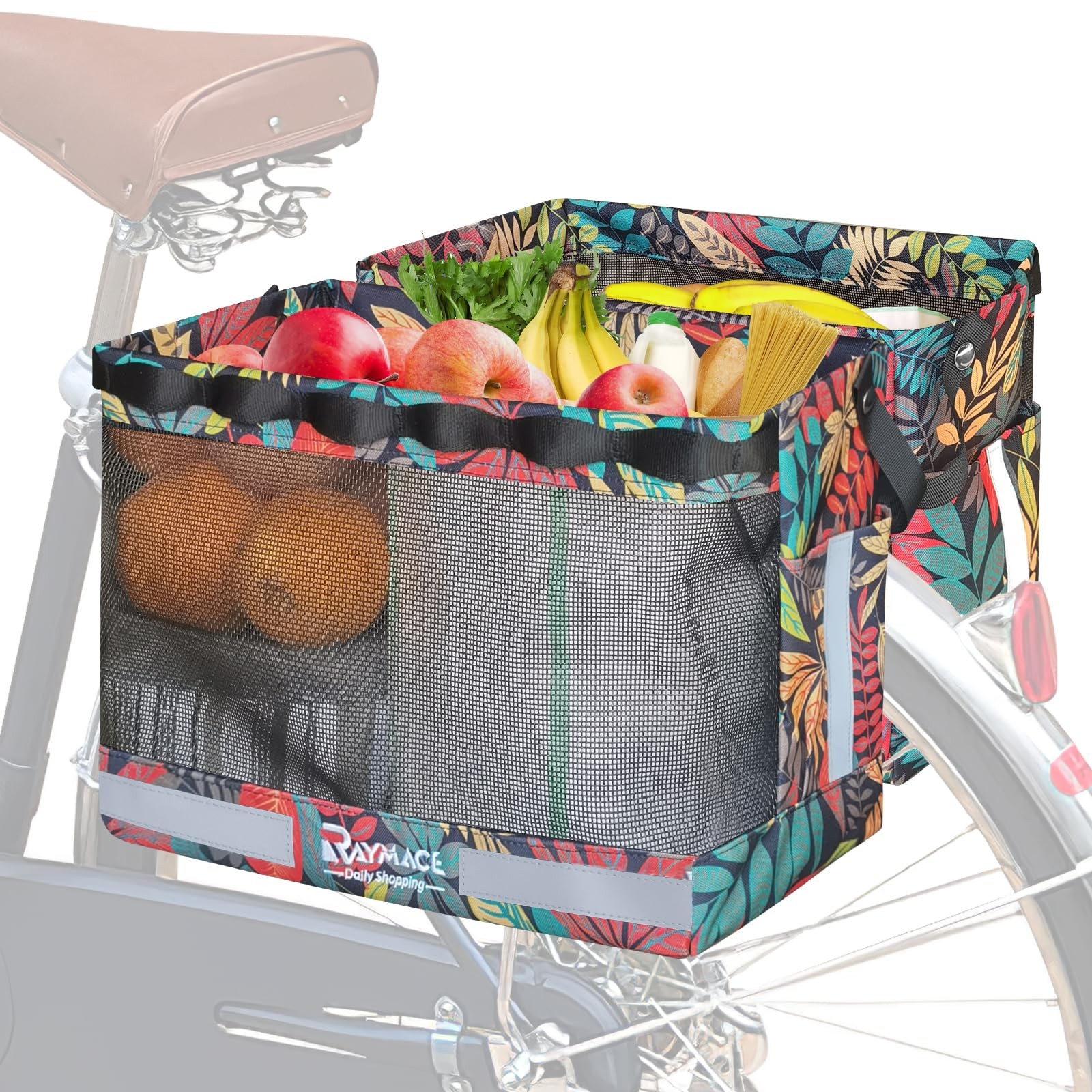 2Pack Bike Grocery Panniers for Bicycles and Ebikes,Bike Rack Bags with Refle...