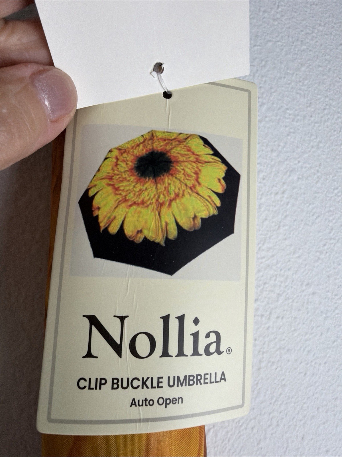 Nollia Auto Open 40” Coverage Umbrella - Solid Black W Large Sunflower