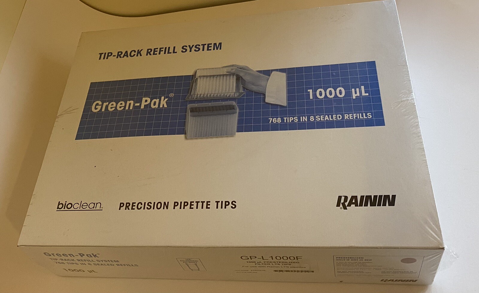 Rainin BioClean Precision Pipette Filter Tips in Green-Pak GP-L1000F, 768/pack