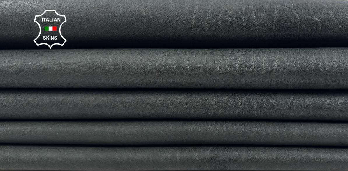 PETROL GREEN ANTIQUED WASHED Thick Lambskin Leather 2 skins 11sqf 1.6mm #C6241