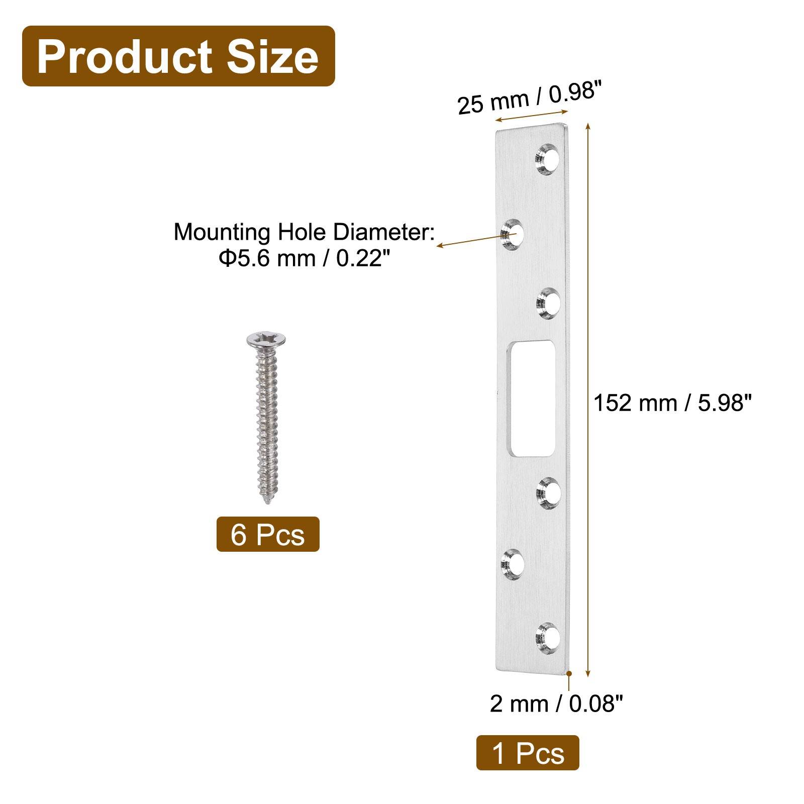 Door Strike Plate, 6 Inch Security Latch Strike (Silver)