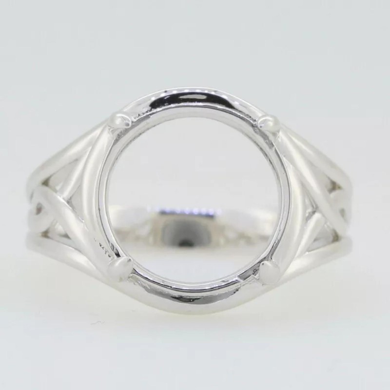 13MM Round Shape Semi Mount Ring 925 Sterling Silver Solitaire Women Ring