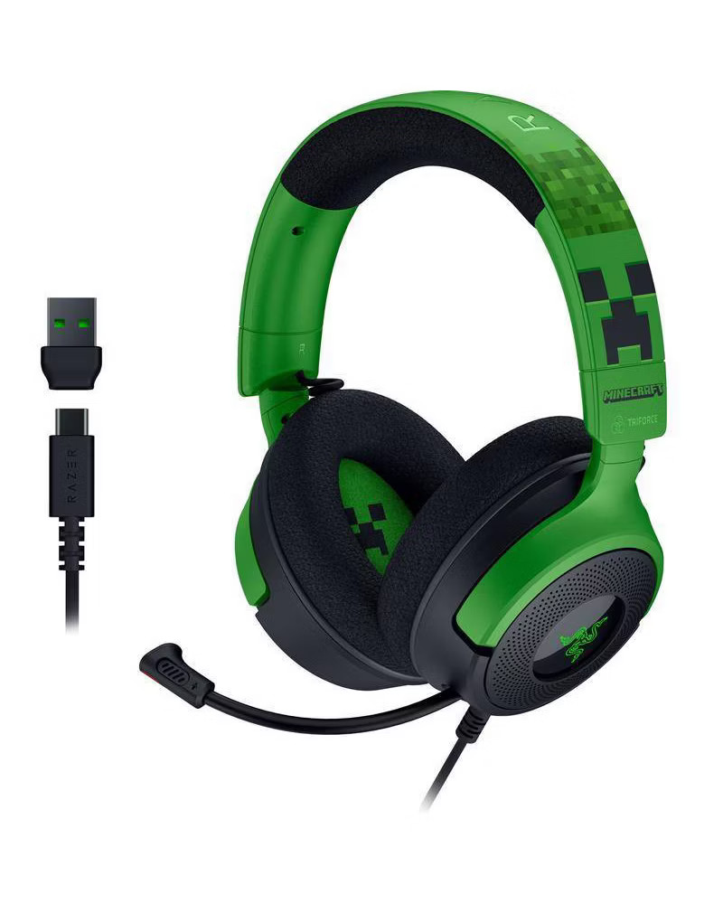 Razer Kraken V4 X Wired Gaming Headset - Minecraft Edition: USB PS5