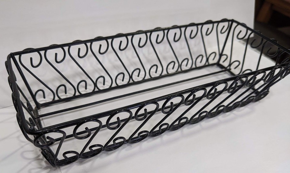 Storage Basket black wire ornate scroll design. FREE SHIPPING