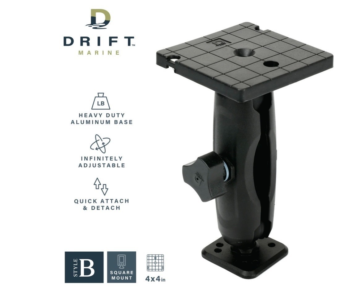 NEW D DRIFT Universal Marine Portable Small Square Fish Finder Ball Mount 4x4 in