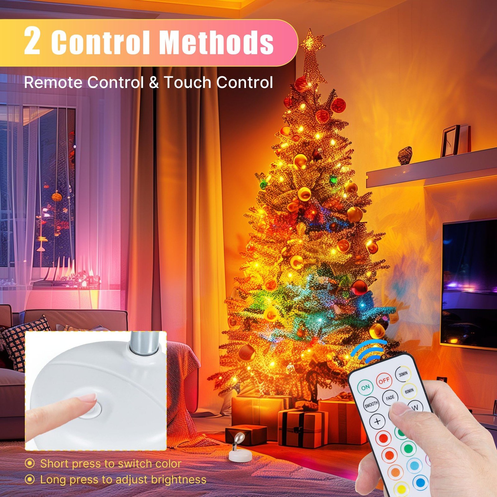 4 Pack Battery Operated Spot Lights Indoor, 13 Color Plant Uplighting Decor, ...