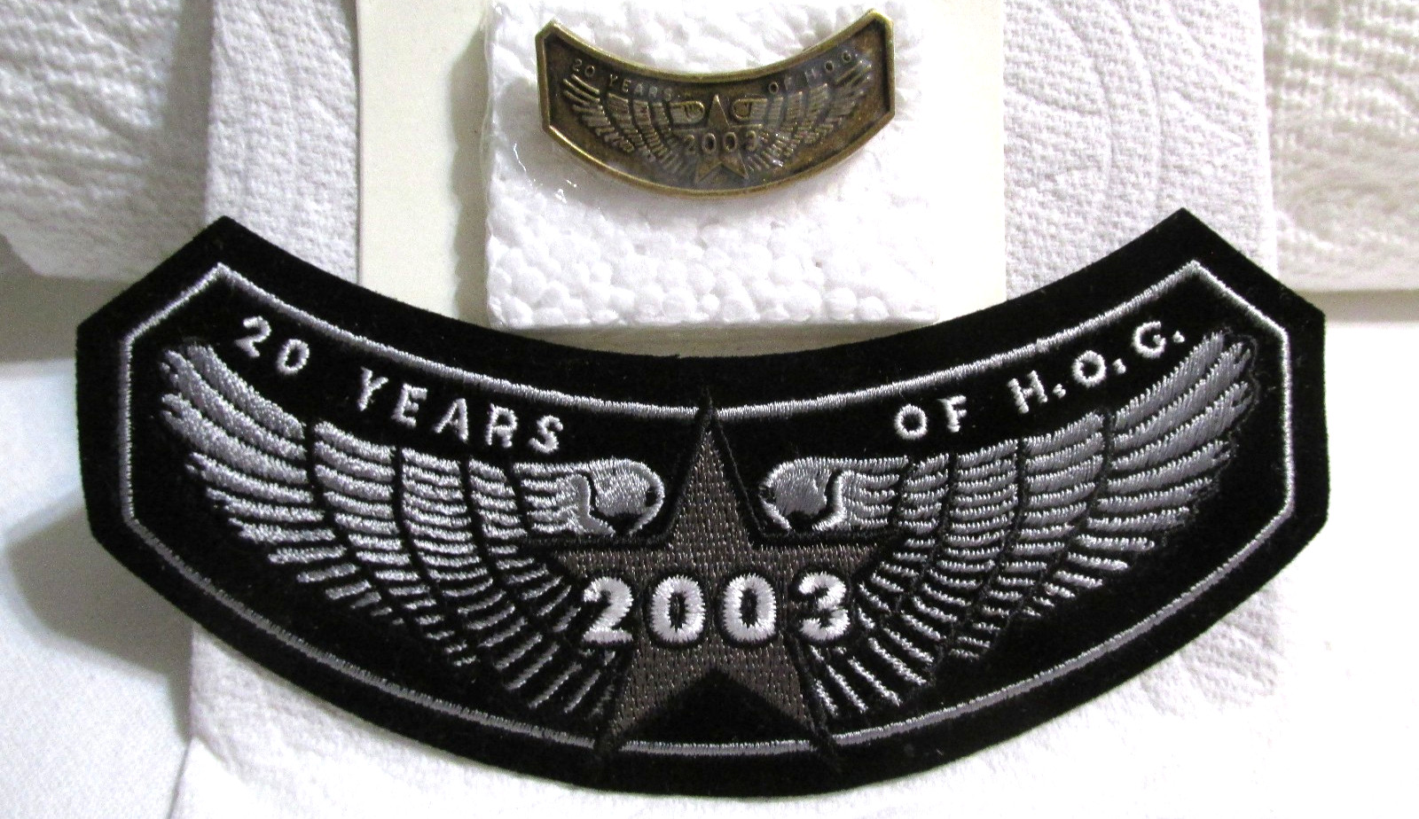 2003 - 20 Years of H.O.G.  Motorcycle Biker Patch & Pin - Harley Davidson - New