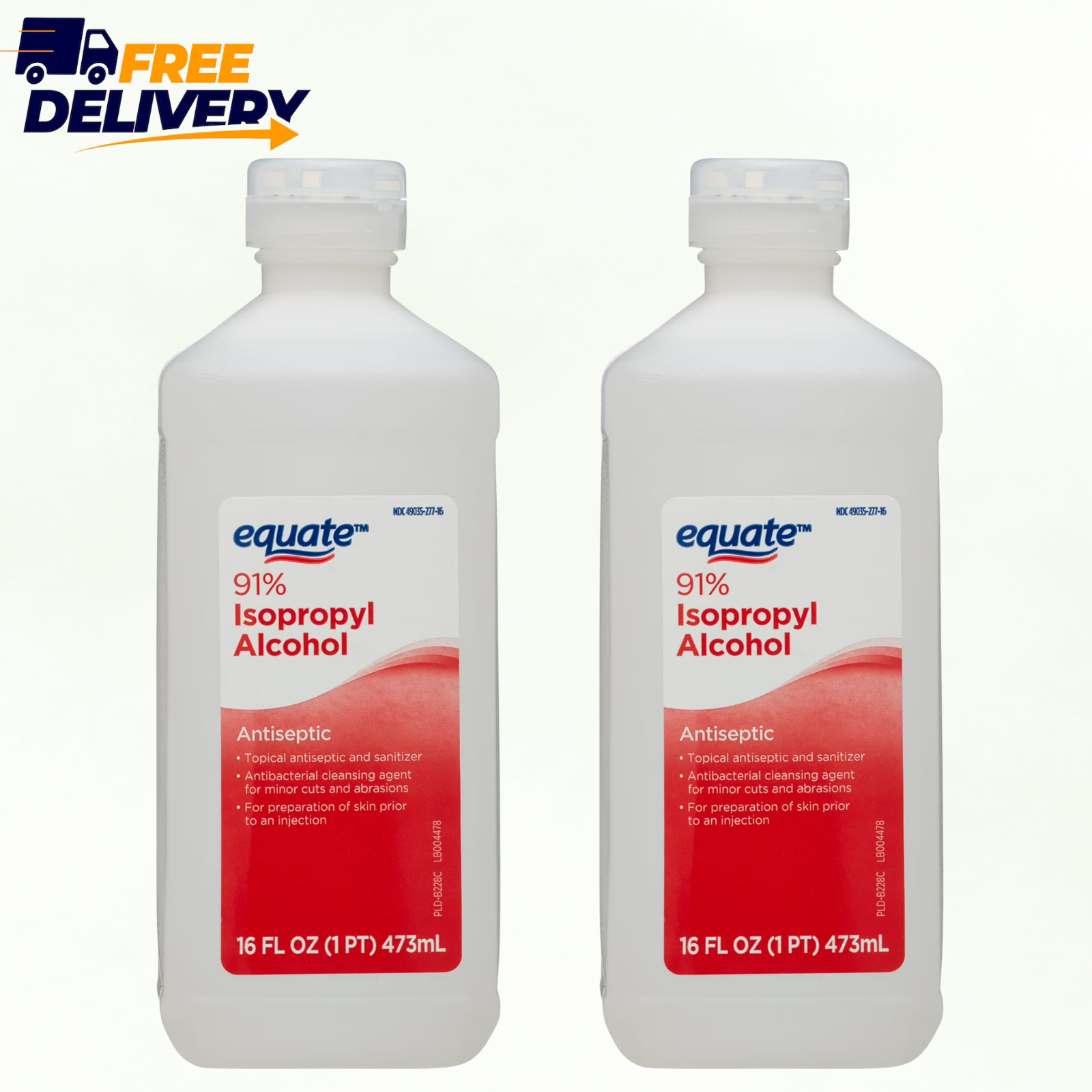 Isopropyl Alcohol 91% Liquid Antiseptic 16 fl oz - 2 Pack
