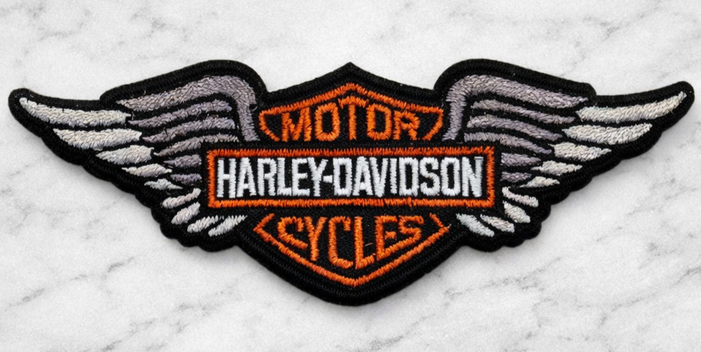HARLEY DAVIDSON MOTORCYCLES EMBROIDERED IRON ON PATCH 4"X1.5" FREE SHIPPING