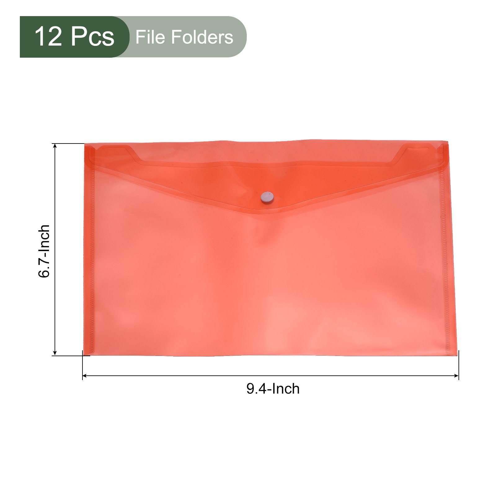 12 Pack File Folders Clear A5 Files Envelope Plastic Document Pockets Red