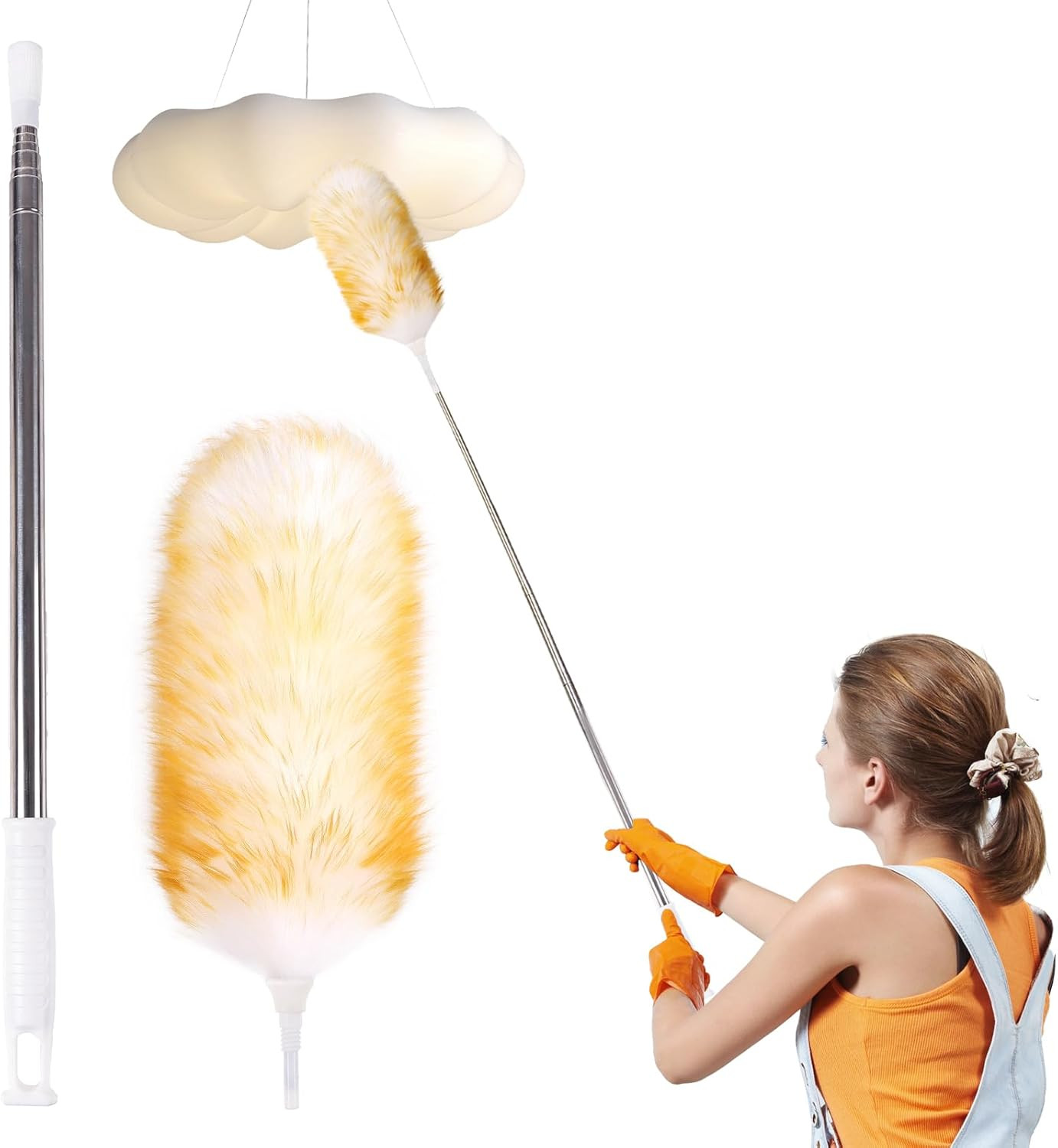 Lambswool Extendable Removable Duster 29-110 Inch Stainless Steel Extension Pole