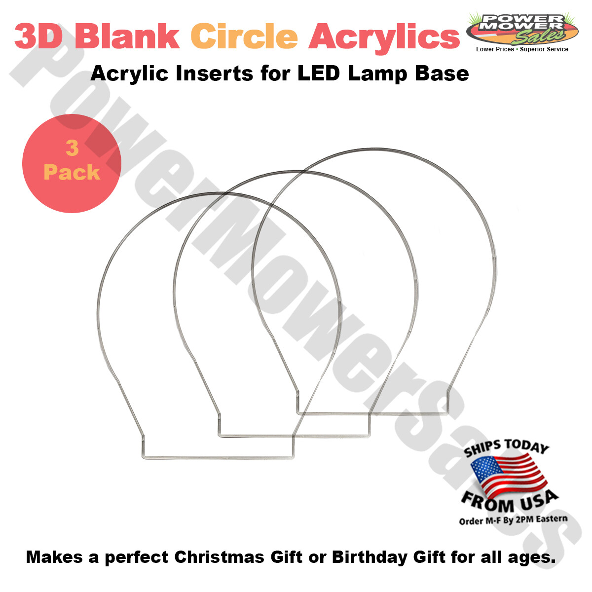 3D Blank Circle Acrylics for LED Lamp Base (Acrylic Only) (3 Pack)
