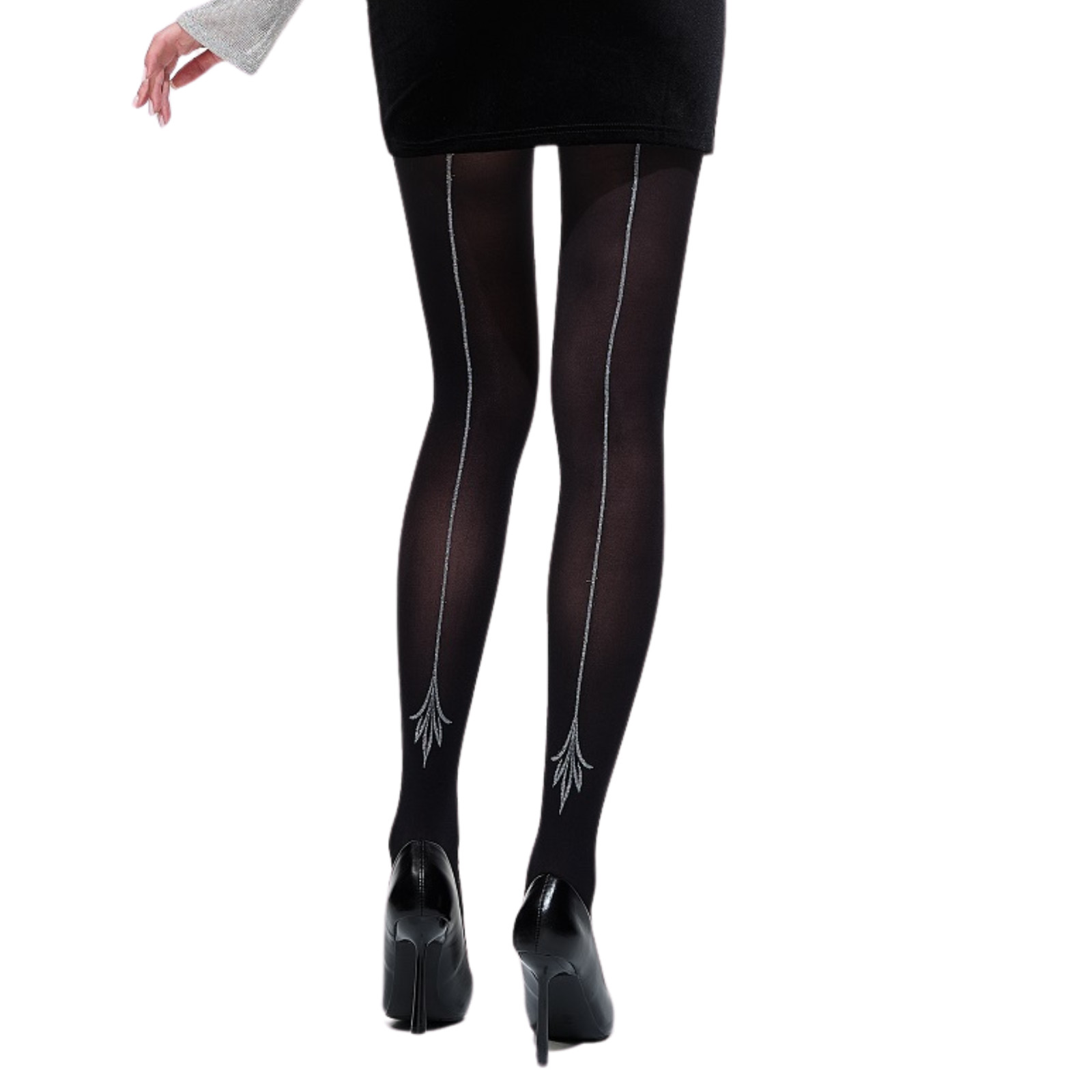 XL Women Tights With Glitter Seam Evening Party Date Stockings 50 DEN PURE