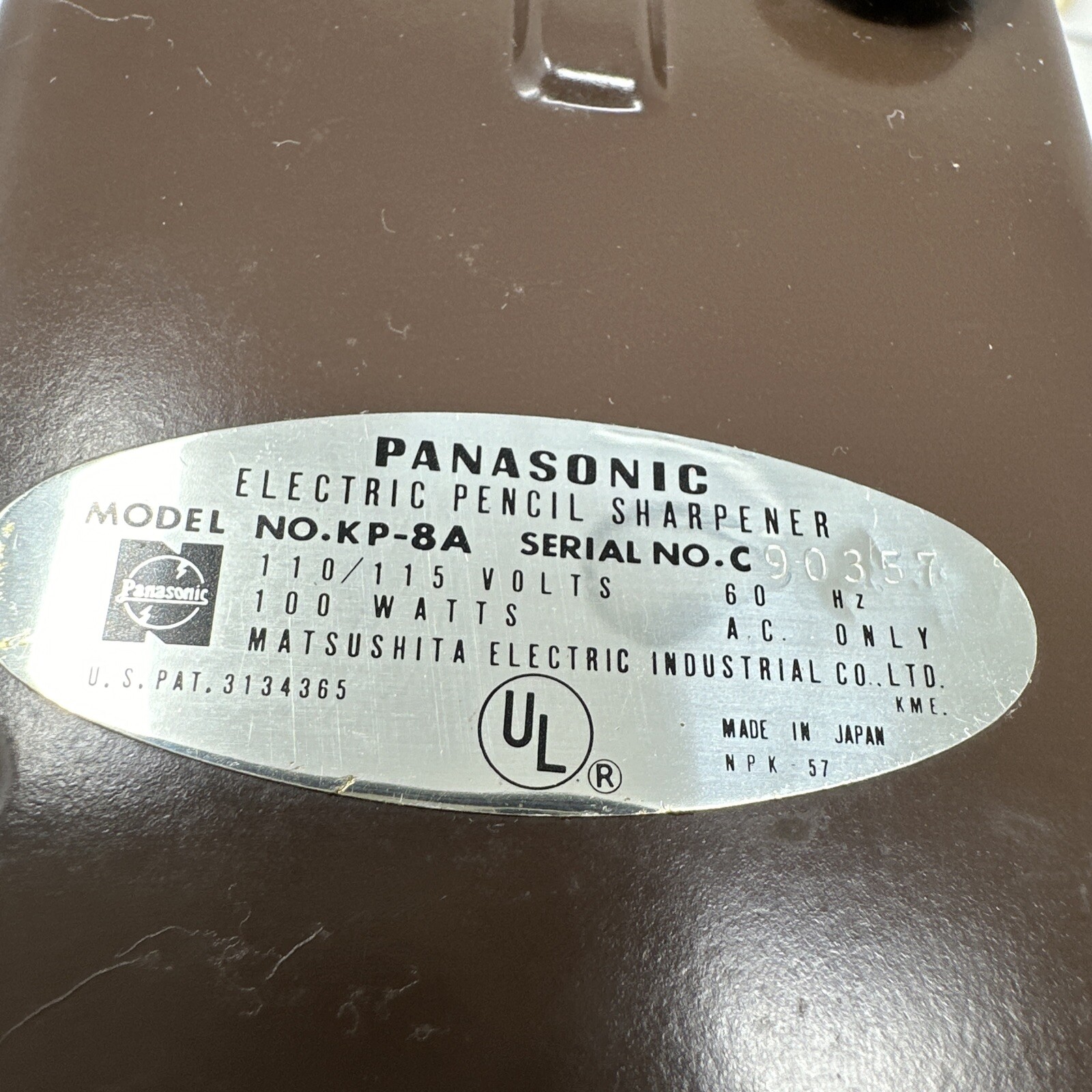 PANASONIC Electric Pencil Sharpener Model No. KP-8A TESTED Made in Japan