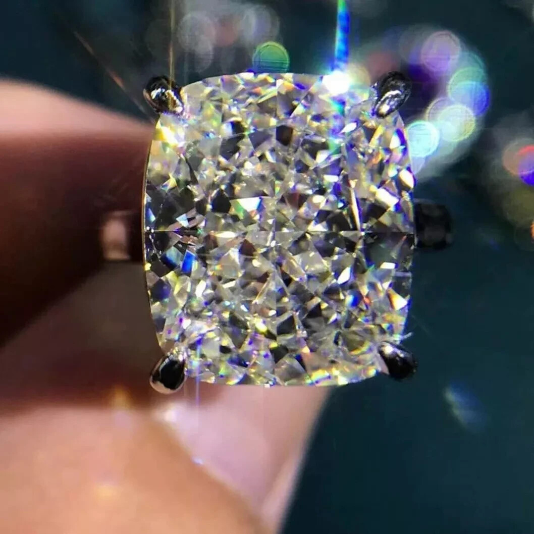 10 Ct Certified Treated Gorgeous Off White Diamond Ring In 925 Silver