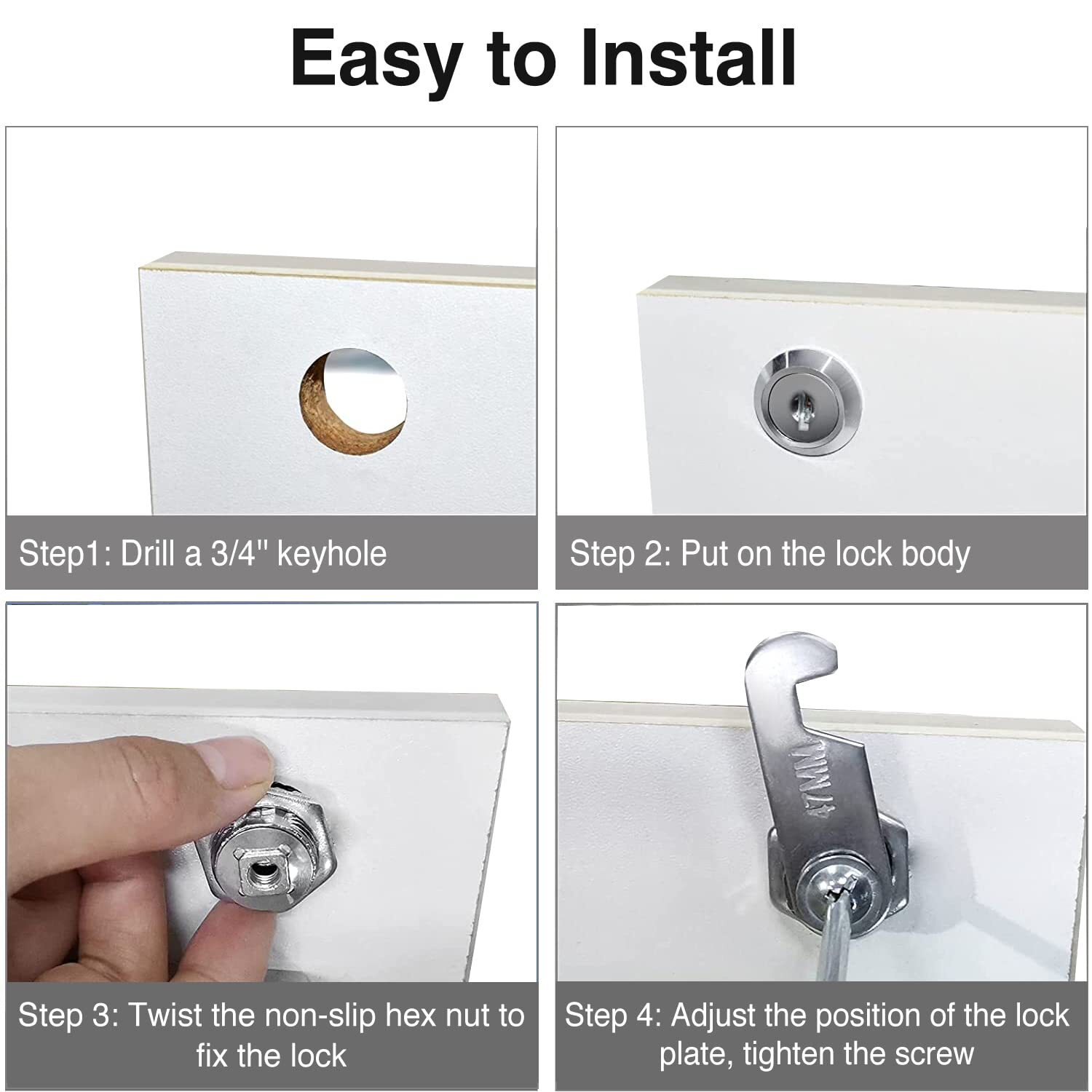 Cam Lock RV Storage Locks Keyed Alike, 5/8" Fits 3/8" Max Door Thickness