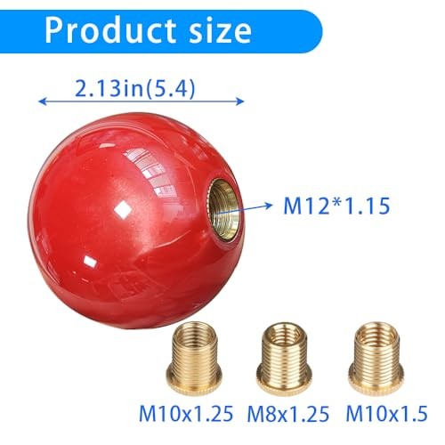 Round Ball Shift Knob Marble Style Universal Gear Shift Knob with 3 Red