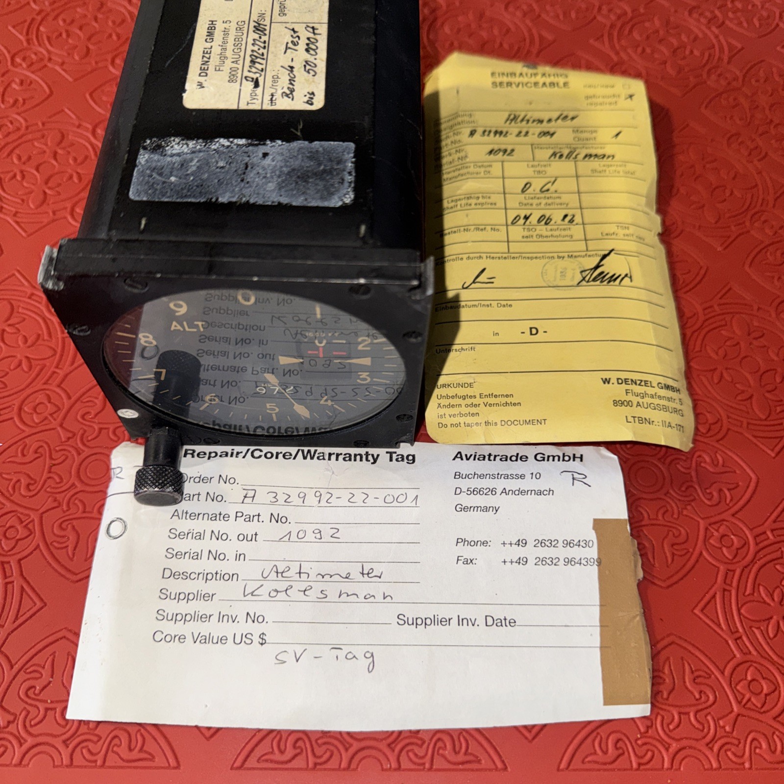 Kollsman Altimeter, -1K to 30K', A32992-22-001 (AP21) Repaired