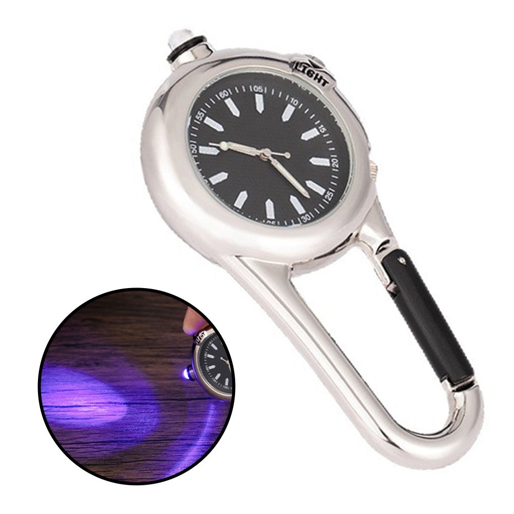 Carabiner Clip Watch with LED Flashlight and Luminous Hands for Outdoor Gear