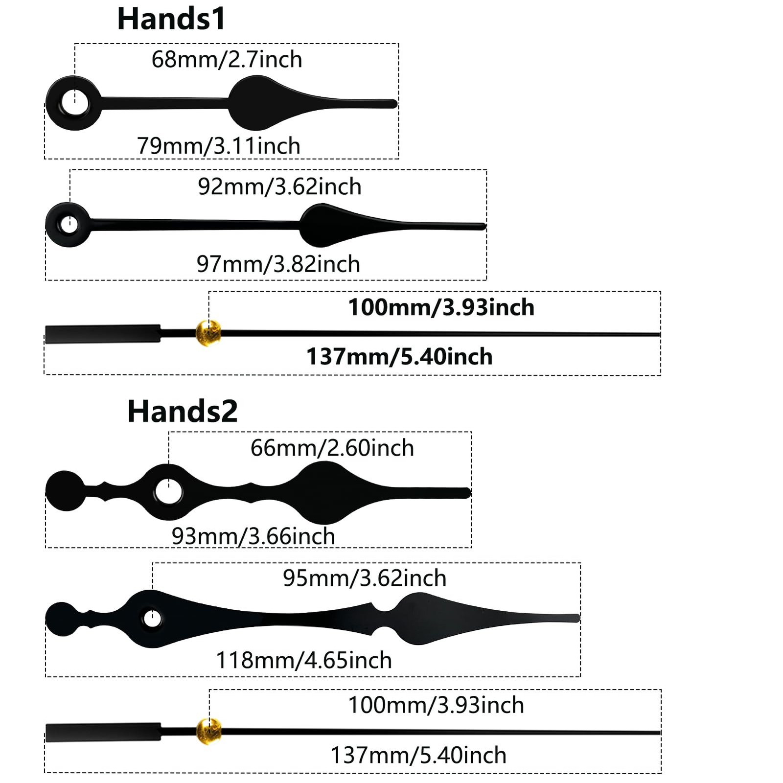 Clock Mechanism Replacement,Quartz Battery thread length 3/8 inch, Black