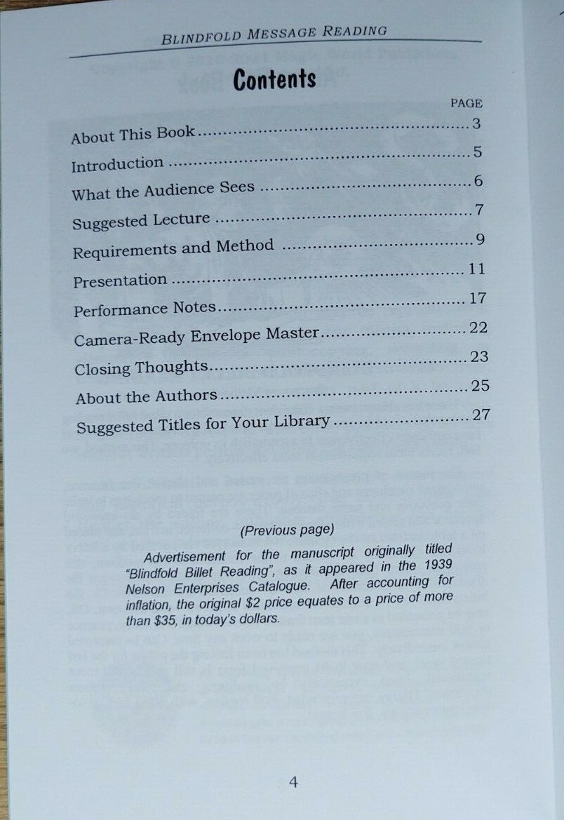 Blindfold Message Reading (Robert A. Nelson and B. W. McCarron)