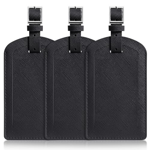 3 Pack Luggage Tags for Suitcases, TSA Approved Bag Tags, Baggage Tags Black