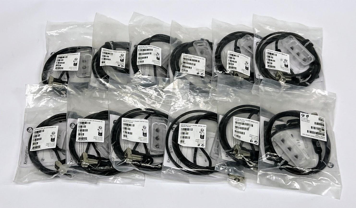 Lot of 12 Kensington 3-in-1 Keyed Laptop Security Locks K62319M/MB
