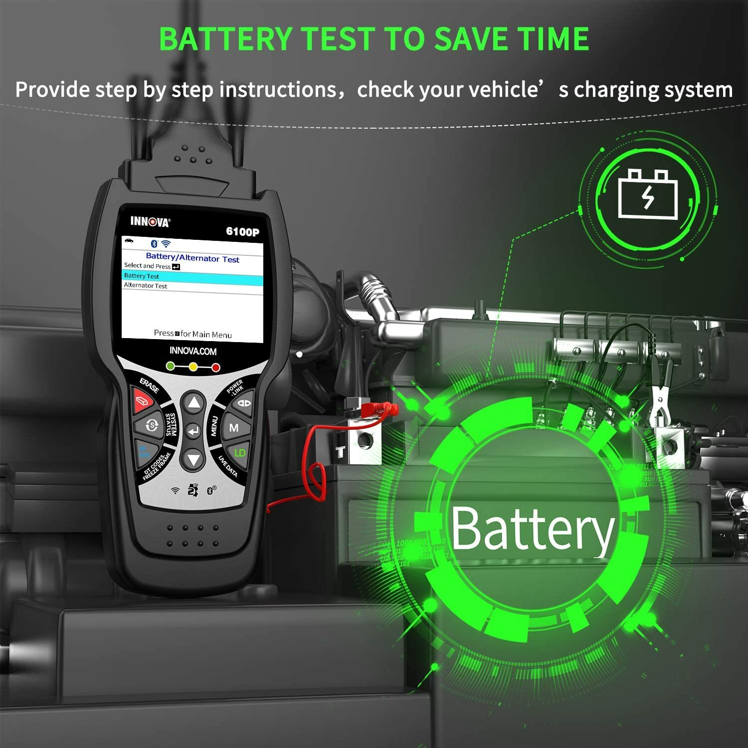 Innova 6100P Engine BMS Oil Reset Auto Diagnostic Tool OBD2 Scanner Code Reader