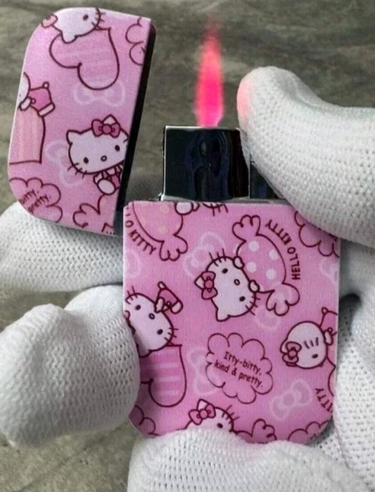 windproof cigarette Lighter Pink  flame Refillable cigarette lighter