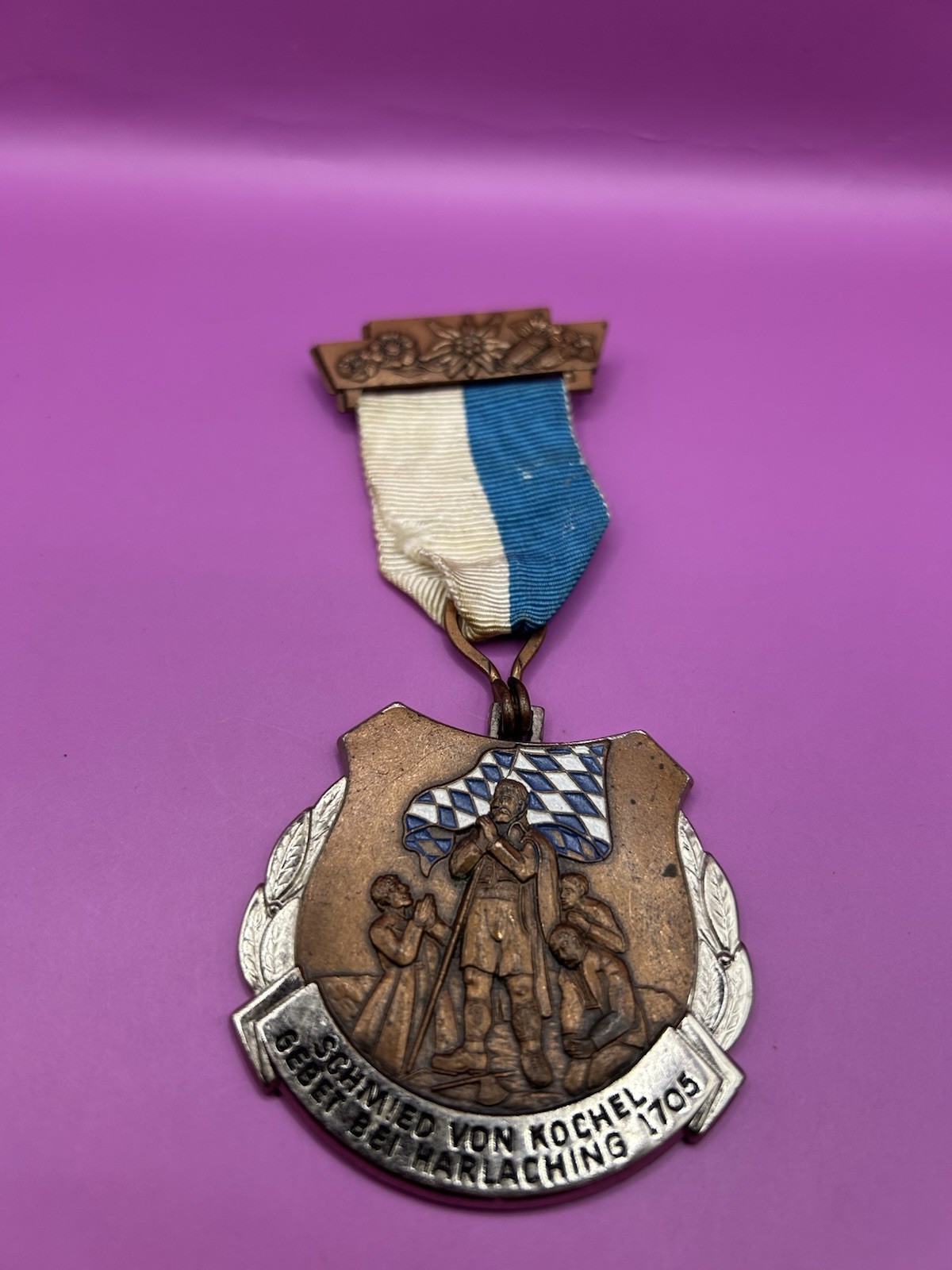Vintage Schmied von Kochels Gebet bei Harlaching 1705 Medal Ribbon