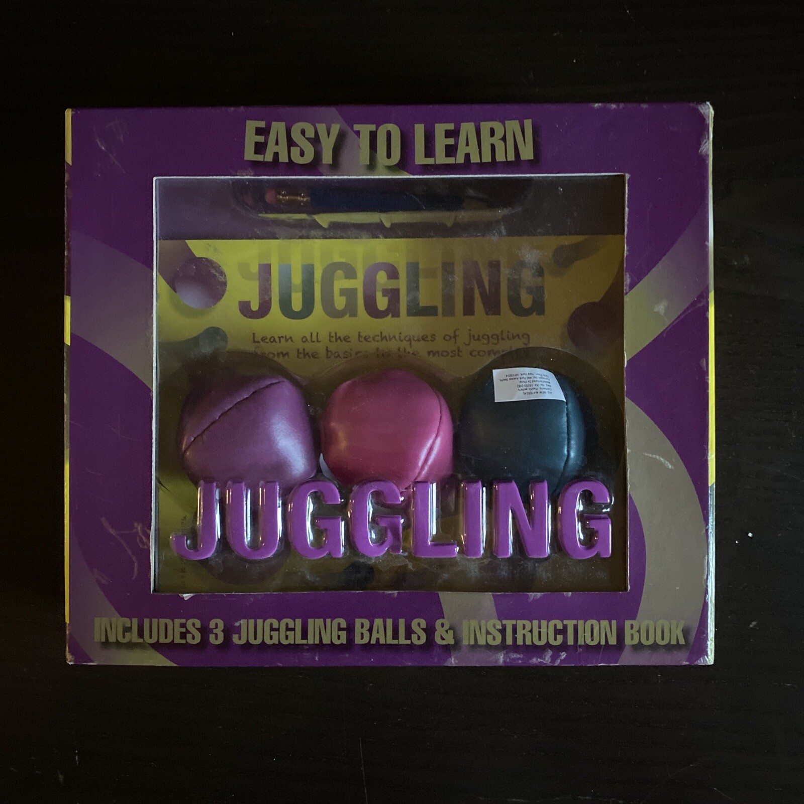 Easy to Learn Juggling Kit - 3 Colored Balls & Instruction Book - Free Shipping