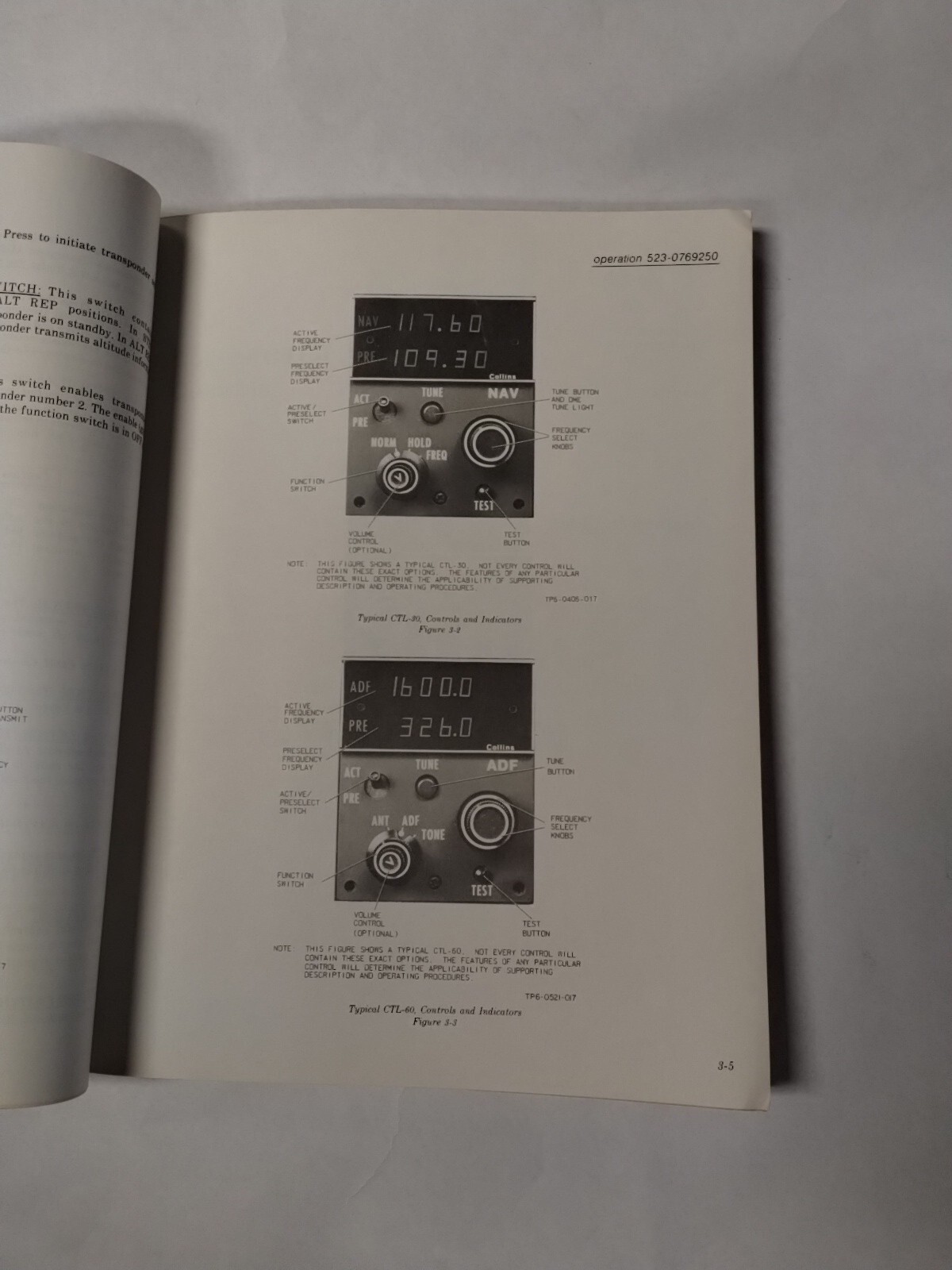 Collins CTL- ( ) Controls Instruction Book 523-0769247-00111A-Original