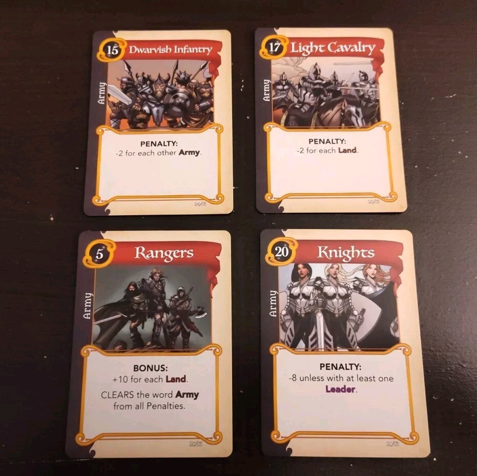 4x Army Type Fantasy Realms Card Lot / Used / Replacement Lot