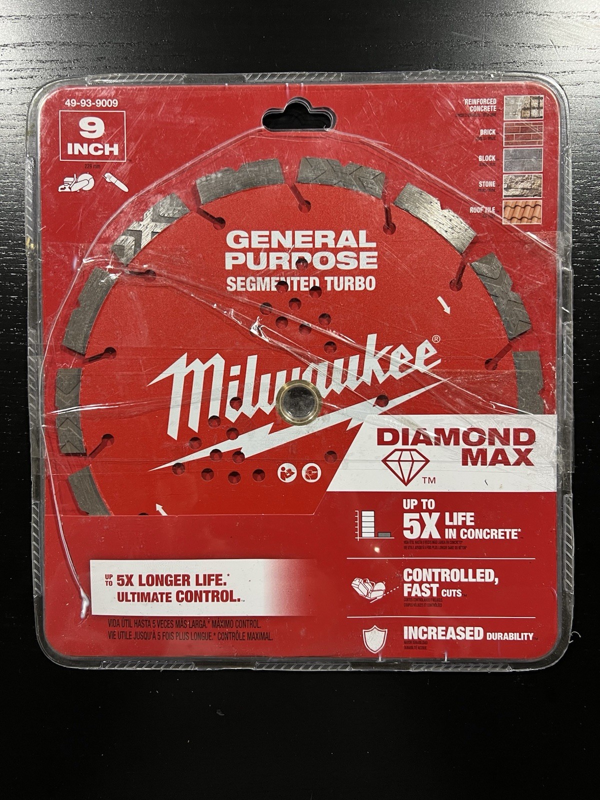 Milwaukee 9 in. DIAMOND MAX General Purpose Segmented Rim Turbo Diamond Blade
